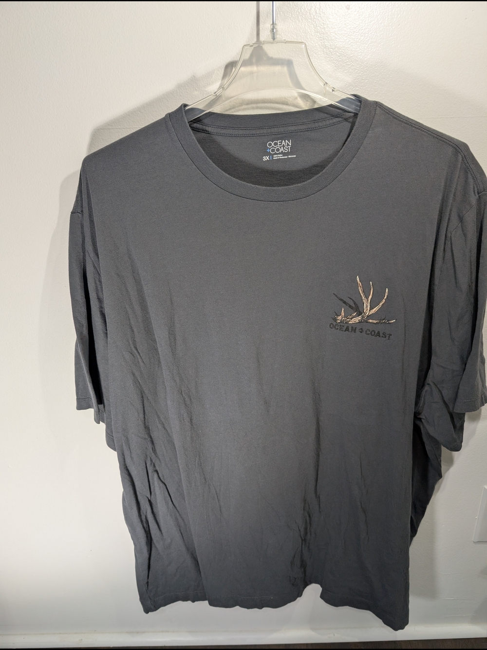 Ocean Coast Men's Short Sleeve Crew Tee - Charcoal Gray 3X